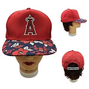 Los Angeles Angels of Anaheim Hawaiian‎ Chevron Strap Hat Baseball Cap Red Aloha